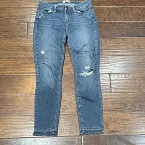 PAIGE Dark Blue Distressed Skinny Jeans